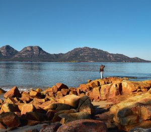 View of rocks and mountains from Edge of the Bay