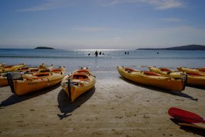 Kayaks at Wineglass Bay