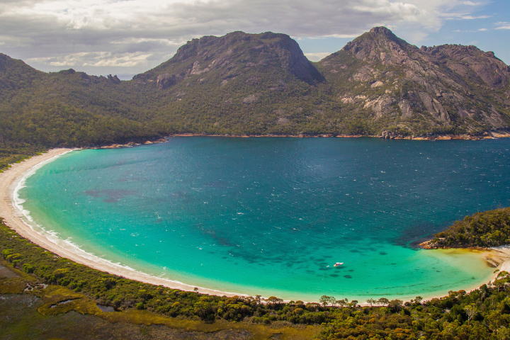 Aerial view of Wineglass Bay, Tasmania