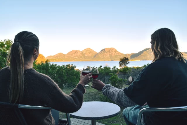 Not a bad place for wine-o-clock 🍷🕔📍Edge of the Bay Resort, Freycinet Peninsula