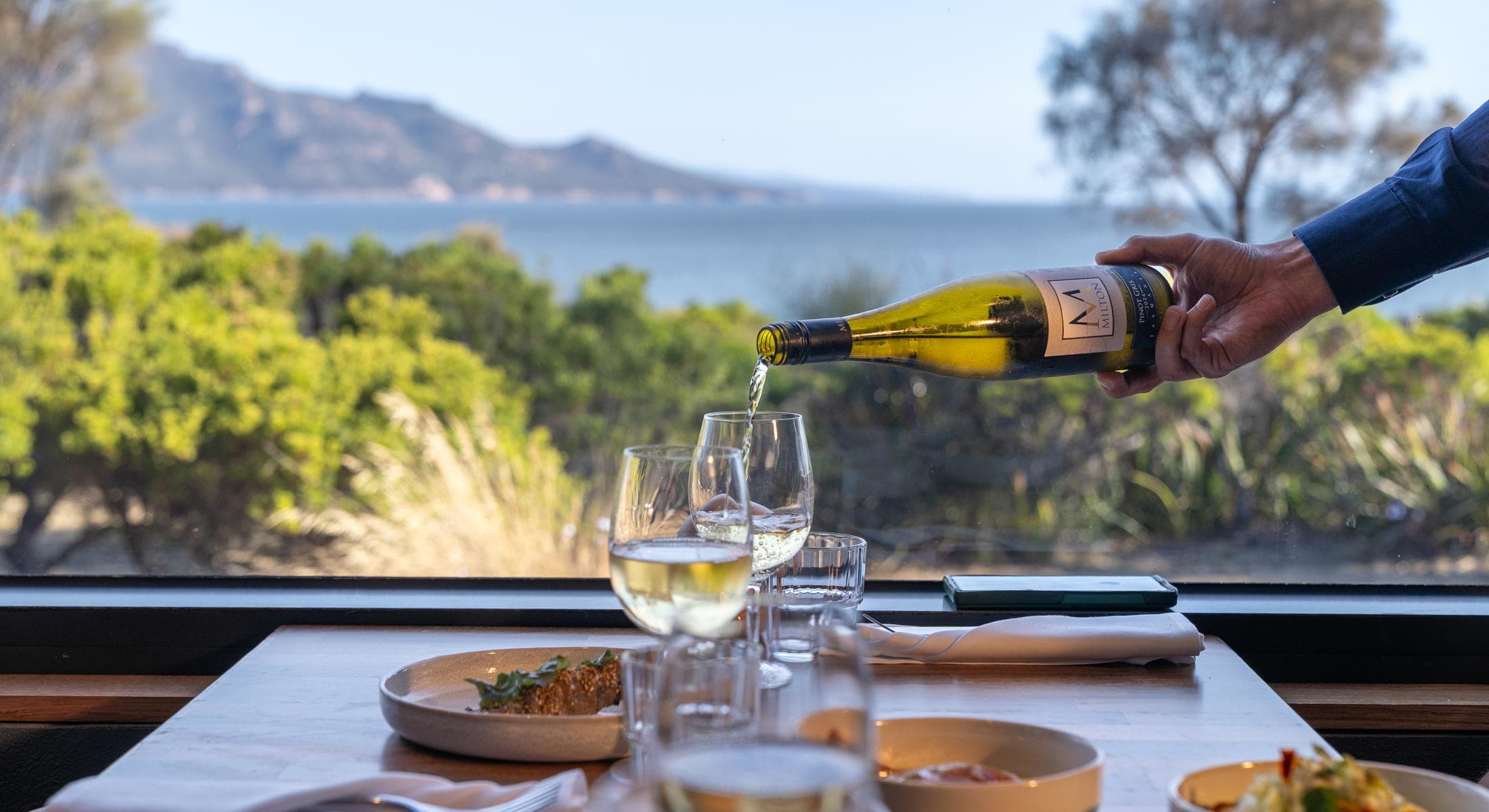 Wine being poured at The Edge Restaurant