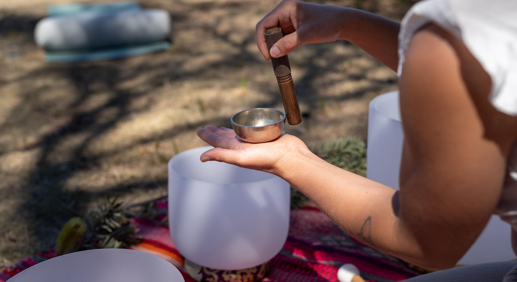 Sound bath bowls experience at Edge of the Bay