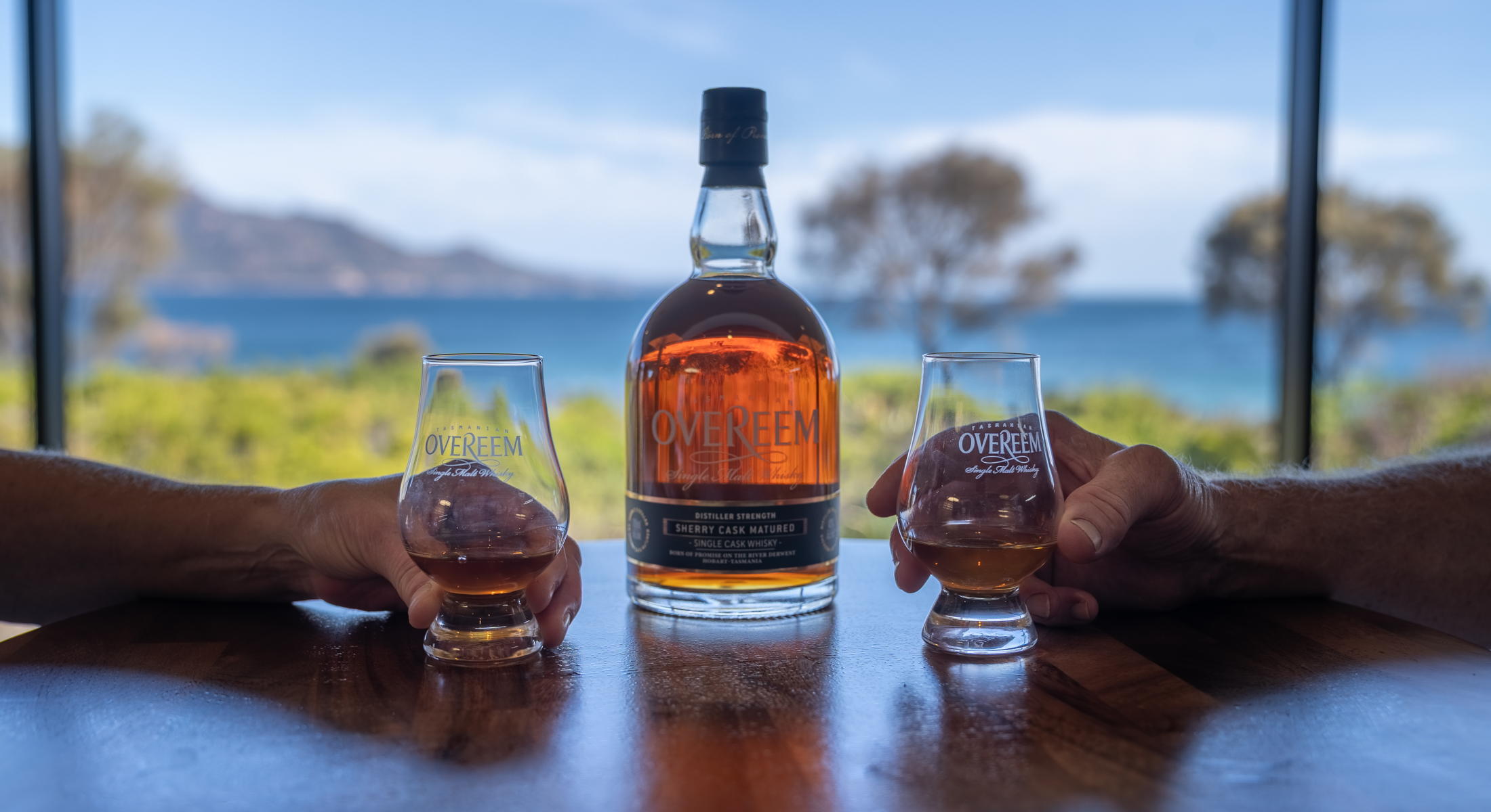 The Edge Bar view with Tasmanian whiskey
